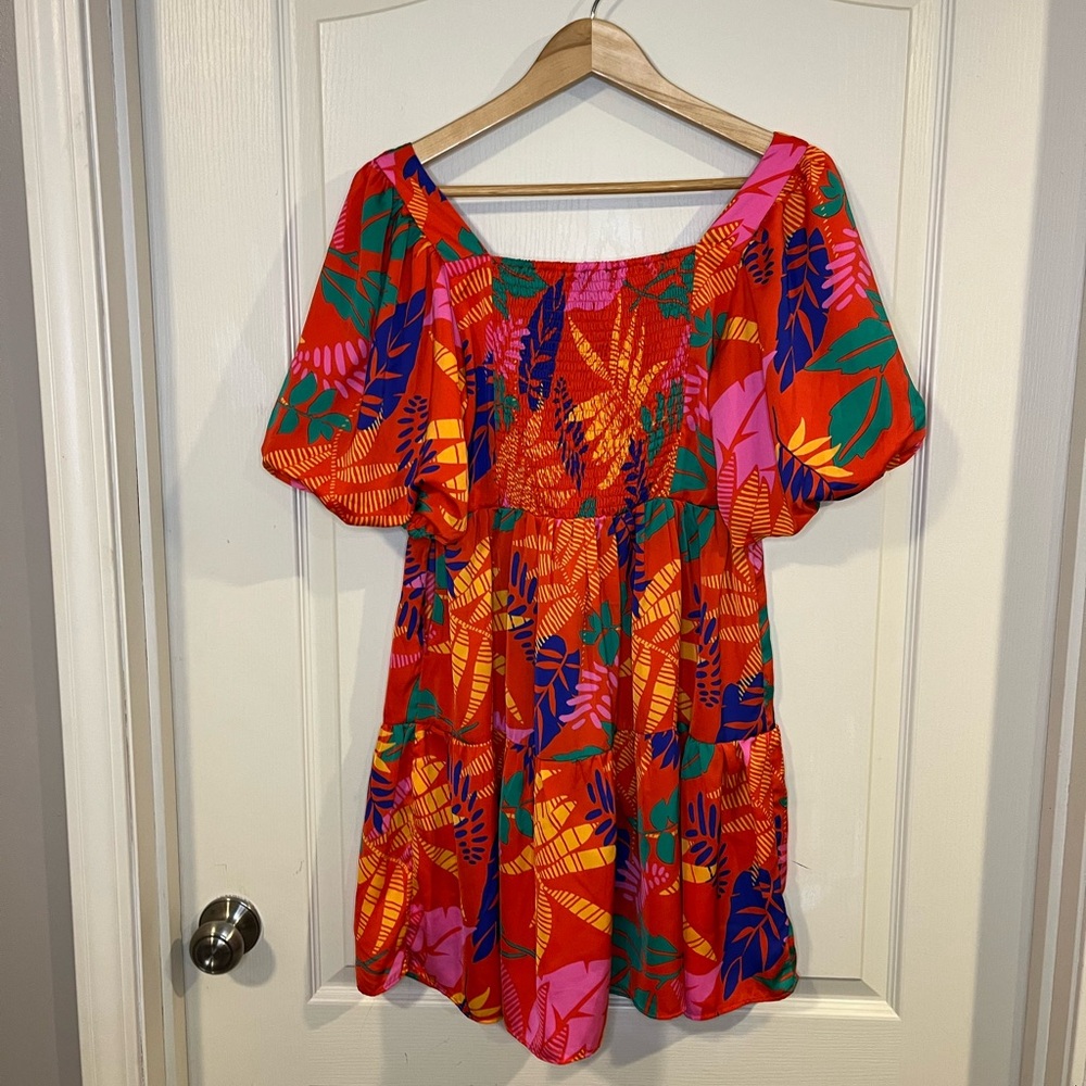 Colorful Leaf Print Dress Farm Rio Inspired - Picture 7 of 7
